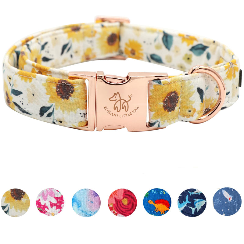 Elegant little tail Dog Collar, Sunflower Pattern Pet Collar Durable Cute Dog Collars Summer Fall Female Pet Gift Adjustable Dog Collar for Medium Dogs Medium (Pack of 1) - BeesActive Australia