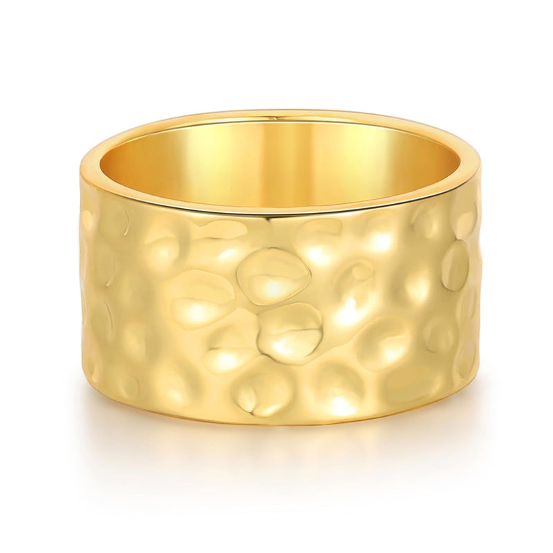 RLMOON 18K Gold or Silver Plated Wide Band Ring for Women 12MM Thick Plain Band Ring Simple Hammered Thumb Ring Comfort Fit Size 7-11 8 - BeesActive Australia