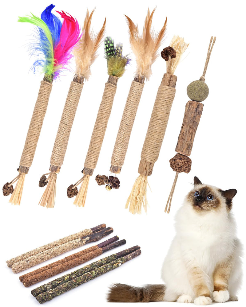 TINDTOP Silvervine Chew Sticks for Cats, 12 Pack Natural Catnip Chew Toys for Kittens Teeth Cleaning, Matatabi Dental Care, Increase Appetite, Calm Cat Anxiety and Stress, Cat Dental Toy - BeesActive Australia