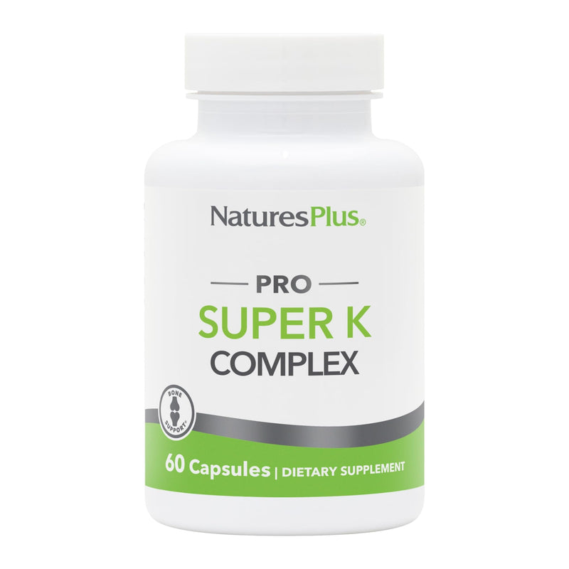 Natures Plus PRO Super K Complex - 60 Capsules - Promotes Healthy Calcium Metabolism - Includes Vitamins K1 & K2 - Non-GMO, Vegan & Gluten Free - 60 Servings - BeesActive Australia