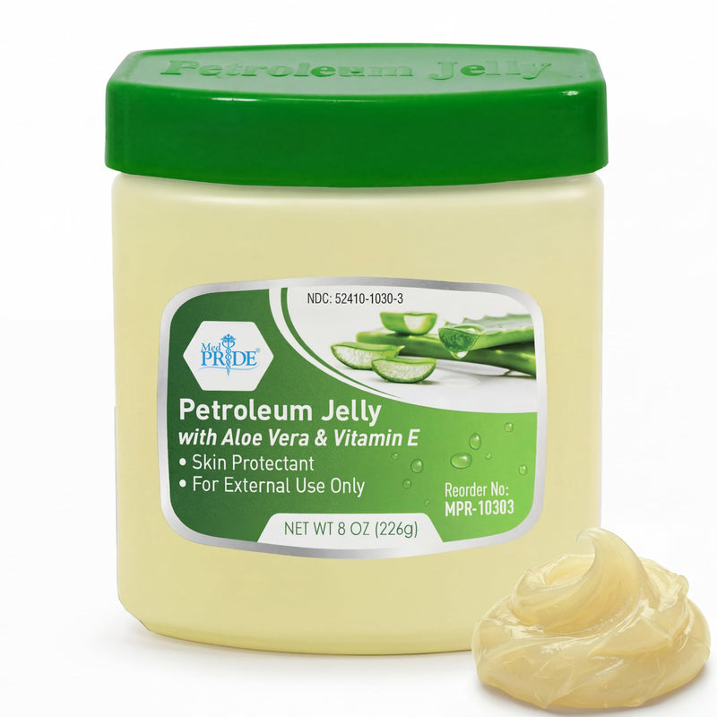 MED PRIDE Petroleum Jelly with Aloe Vera & Vitamin E, Protectant, 8 oz 8 Ounce (Pack of 1)