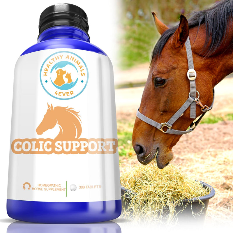 All-Natural Horse Colic Support - Reduces Abdominal Pain and Other Stomach Issues - Supplements for Horses - Homeopathic & Highly Effective - 300 Tablets