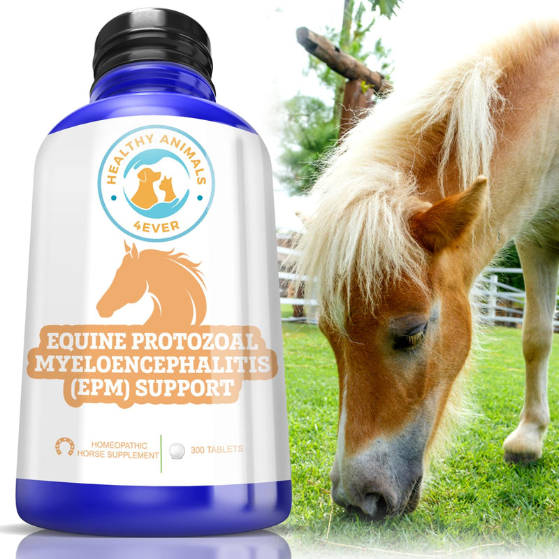 HealthyAnimals4Ever Horse All-Natural Equine Protozoal Myeloencephalitis (EPM) Support - Reduces Weakness, Ataxia & Loss of Coordination - Supplements for Horses - Highly Effective - 300 Tablets - BeesActive Australia