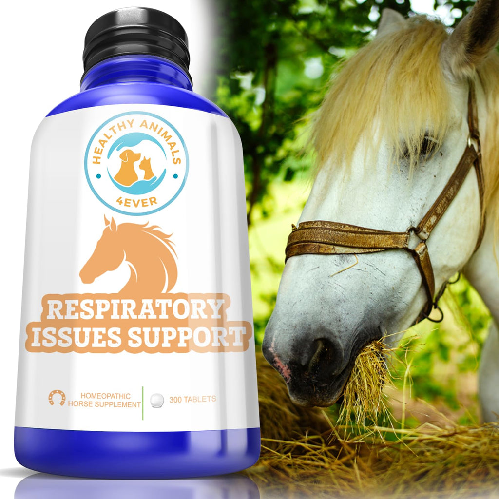 Healthy Animals 4Ever All-Natural Horse Respiratory Issues Support - Helps Prevent Heaves, Allergies & Infections - Supplements for Horses - Homeopathic & Highly Effective - 300 Tablets