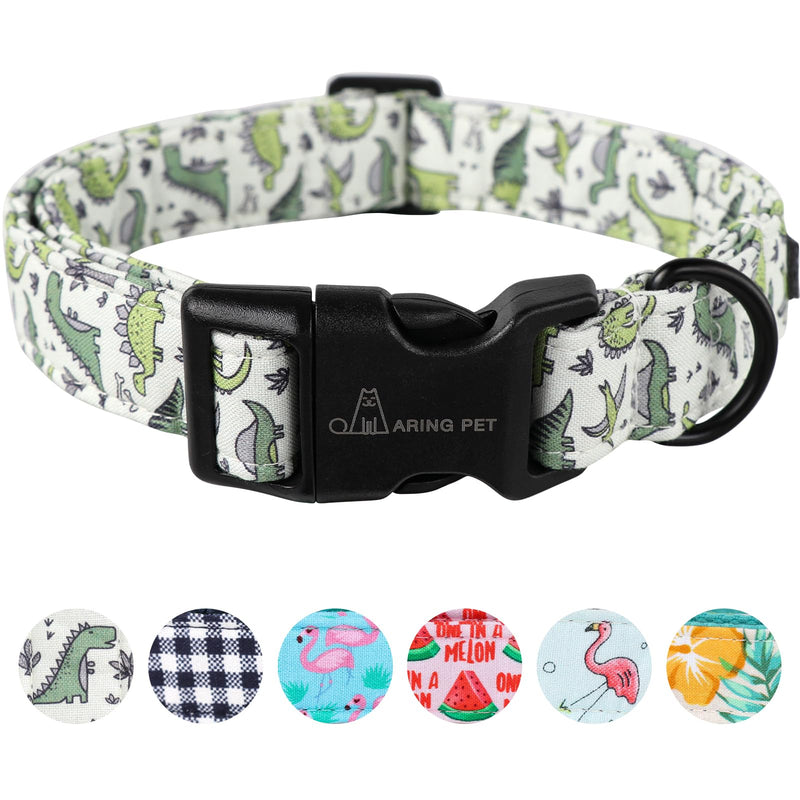 ARING PET Dinosaur Dog Collar-Cute Dog Collar for Small Dogs, Adjustable Comfortable Cotton Boy Dog Collars for Small Medium Large Dogs, Large - BeesActive Australia