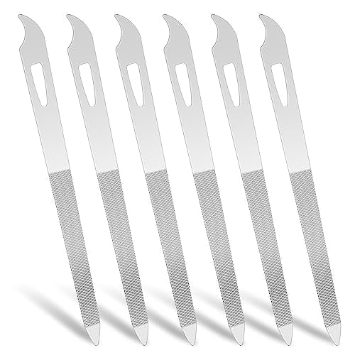 6-Piece Stainless Steel Nail File Set with Cleaner Tip - Double Sided, Durable, Professional Diamond Buffer for Natural Nails