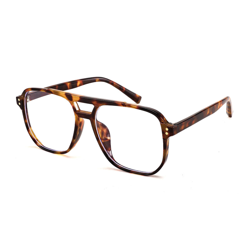 FEISEDY Blue Light Blocking Glasses Fake Nerd Clear Square Computer Lightweight Pilot Glasses Frame Oversized B2866 Leopard Frame 54 Millimeters - BeesActive Australia