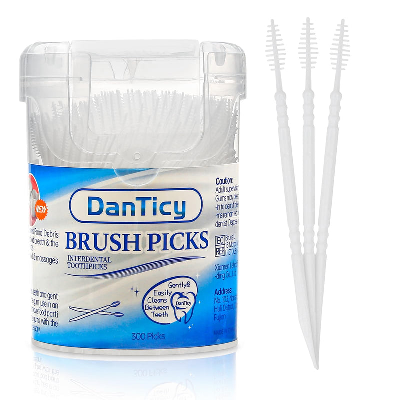 Brushpicks Interdental Toothpicks,Soft Bristle Dental Floss Picks Toothpicks,Helps Removes Plaque and Debris Between Your Teeth 300PCS (Pack of 1) 1 Count (Pack of 300) - BeesActive Australia