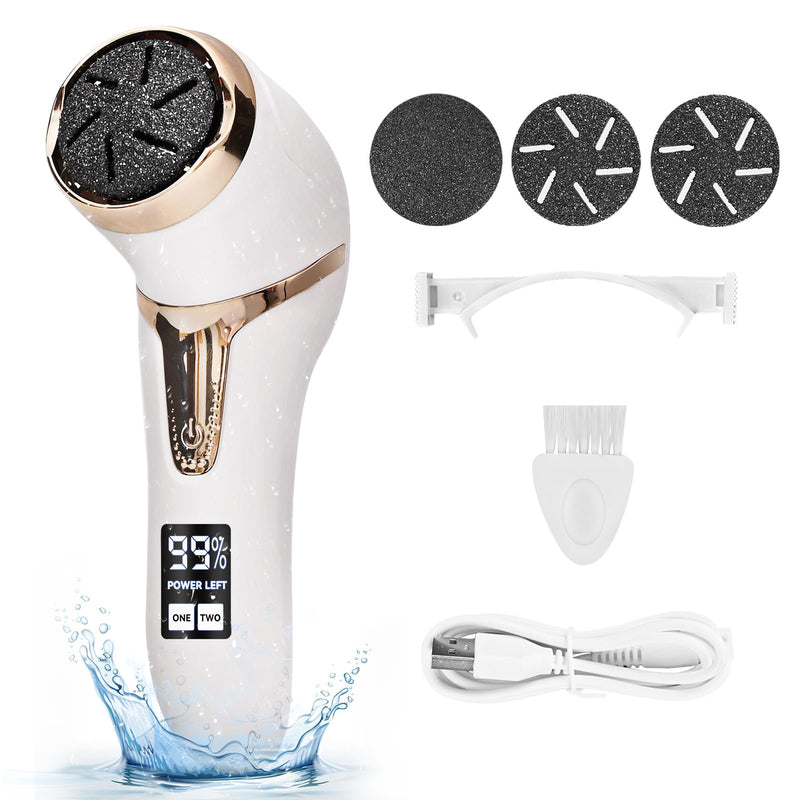 Electric Callus Remover for Feet with Vacuum, Premium Portable Pedicure Tools Rechargeable Waterproof 2 Speed Foot File Scrubber Callus Remover Tool Foot Care kit （White） White4 - BeesActive Australia