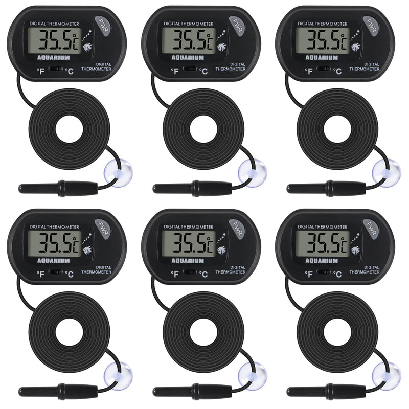 6 PackLCD Digital Aquarium Thermometer Fish Tank Water Terrarium Temperature with Suction Cup for Fish Tank Water Terrarium 6