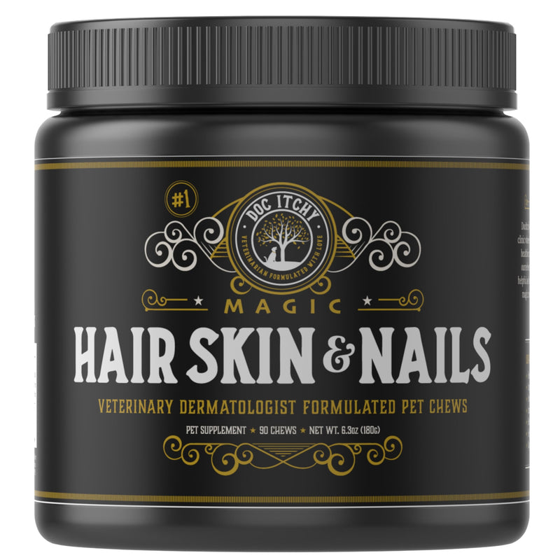 Hair Skin & Nails Dog Pet Chews | Medical-Strength Vitamin A Retinol & B3 Niacinamide | Omega 3 EPA | Super Nutrients to Boost Skin Health & Prevent Irritation | Food Allergy Safe | 90 Count - PawsPlanet Australia