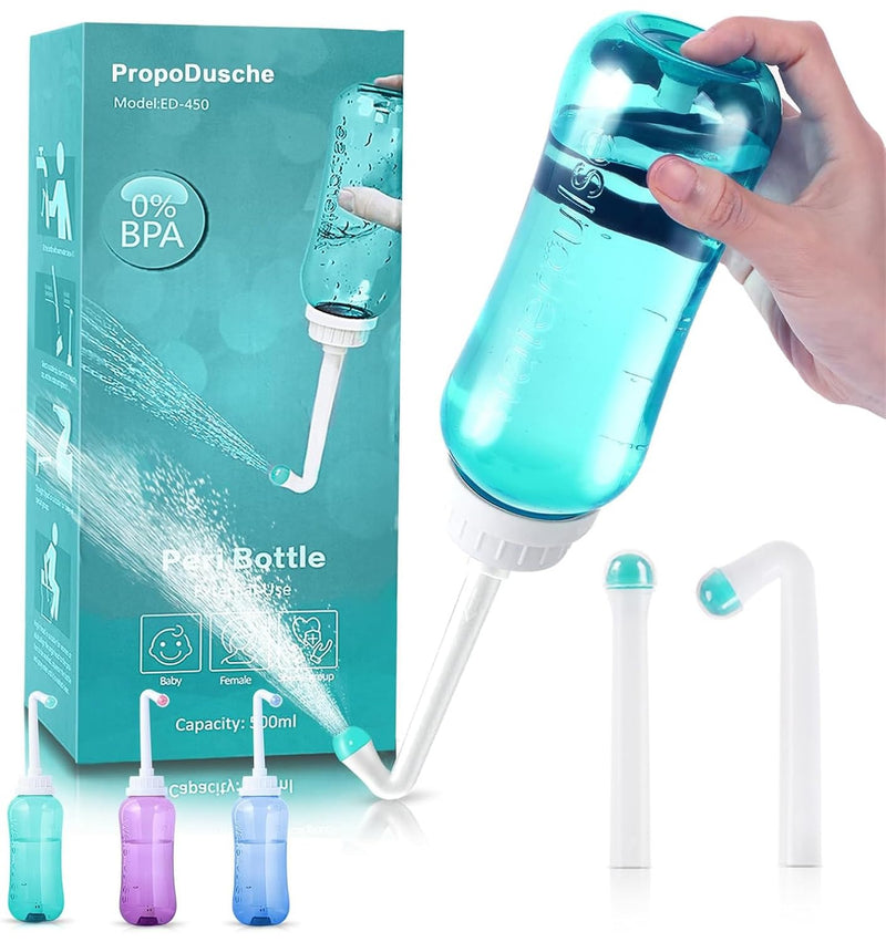 Peri Bottle for Postpartum Travel Bidet - Perineal Care,Portable Travel Squeeze Bottle Bidet for Women Personal Hygiene Cleaning,2 Tubes for Baby Mom After Birth Cleansing and Recovery 16.9OZ(Green) Green postpartum peri bottle