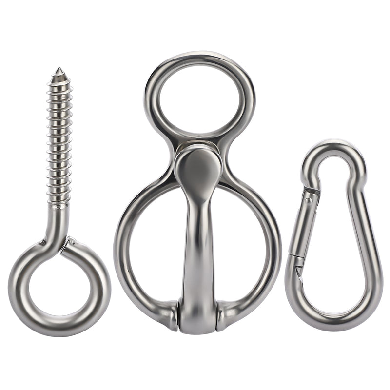 Sumnacon Stainless Steels Horse Tie Ring, Sturdy Horse Trailer Ties with Eye Bolt,Quick Snap - Solid Horse Safety Tie Ring for Traning Horse and Prevent Horses from Pulling Back, Silver - BeesActive Australia