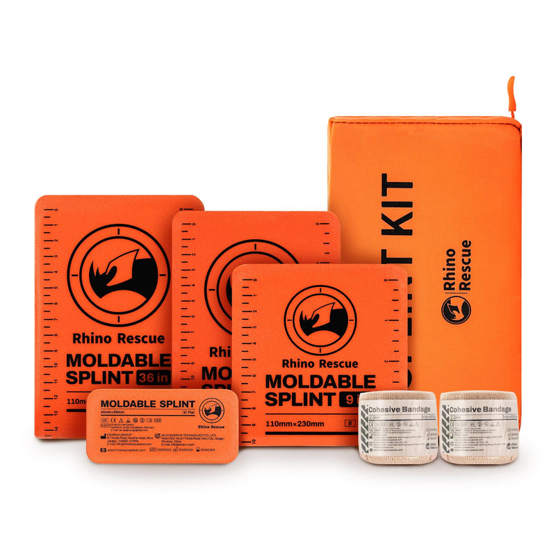 RHINO RESCUE First Aid Splint 36" X 4.3" Orange-Gray, Keep Bones in Position (6, Splint Bundle) Bundle Kit