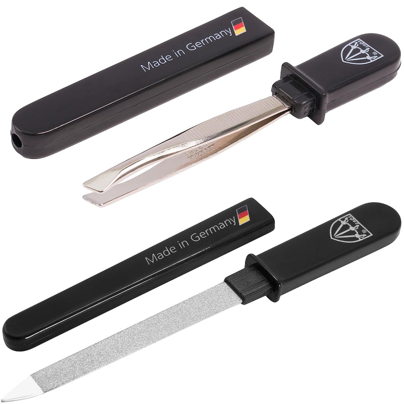 3 Swords Germany brand quality double sided SAPPHIRE POCKET NAIL FILE and POCKET TWEEZERS - Made in Germany Nail File + Tweezers - BeesActive Australia