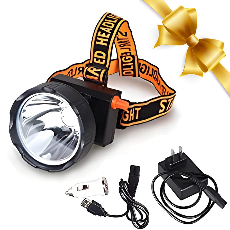 Hiking Headlamp LED Work Head Lamp Waterproof Headlight Flashlight, 90° Angle Adjustable Cordless Rechargeable Hunting Headlamp for Diving, Running, Camping, Fishing