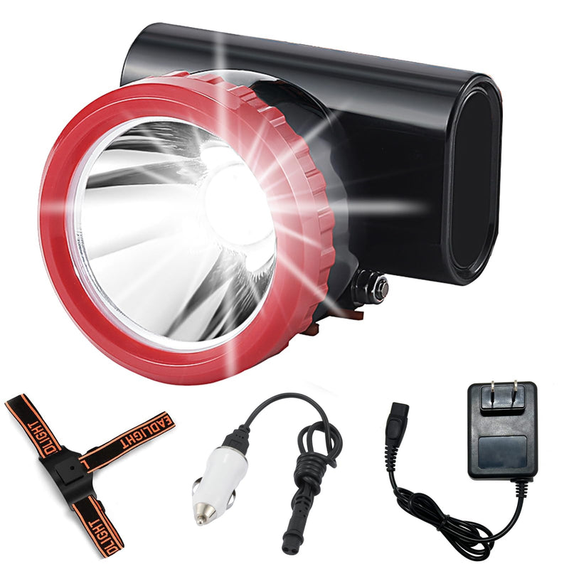 3W Mining Headlamp Rechargeable, Anti Explosion Coal Miner Head Light, LED Mining IPX8 Waterproof Hard Hat Headlight Coal Gear, White & Warning Light, 350 Lumen(11,000LUX)