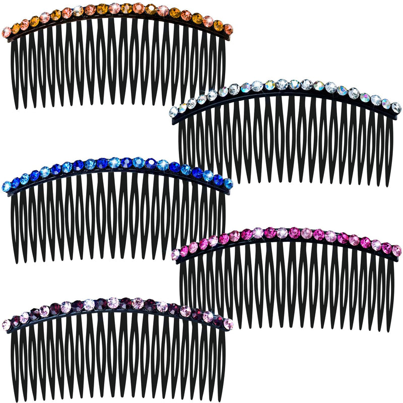 MARY LAVENDER Side Hair Combs with Rhinestone for Women Hold Bangs Hair Twist Comb French Twist Hair Pin Clips Hair Accessories Decorative Comb for Women Kids Girls 5pcs - BeesActive Australia