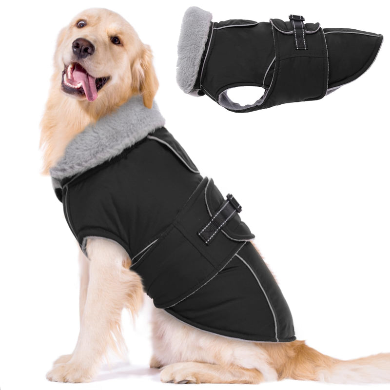 Lelepet Warm Dog Coat Reflective Dog Fleece Vest Waterproof Dog Jacket Windproof Dog Winter Coat Dog Cold Weather Coats with Adjustable Buckle XLarge Dog Coat Dog Snowsuit Dog Coat for Large Dogs， XL Black - BeesActive Australia