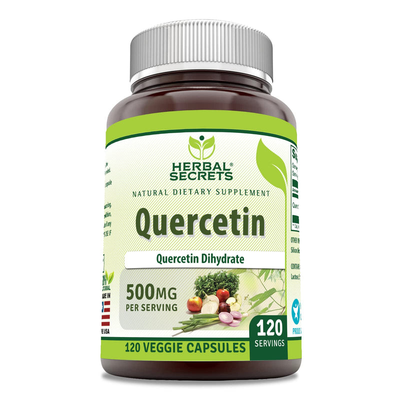 Herbal Secrets Quercetin 500 Mg Supplement | Non-GMO | Gluten-Free | Made in USA (1 Pack, 120 Count) 1 Count (Pack of 1)