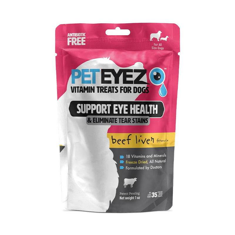 Tear Stain Remover Vitamin Treats for Dogs - Support Eye Health & Reduce Itching & Tear Stain Buildup - 100% Natural Dog Treats w/Superfoods, Antioxidants & Nutrients - Beef Flavor - 1oz Beef Liver - BeesActive Australia