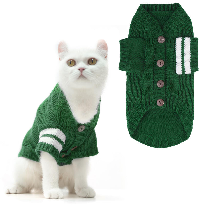 EXPAWLORER Cat Sweater for Cold Weather - Stylish Knitted Cat Clothes, Soft Cat Sweatshirt with Sleeve Warm Clothing, Fall and Winter Pet Clothes for All Different Cats or Small Dogs (Large, Green) Large (Pack of 1) - BeesActive Australia