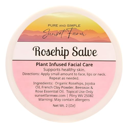 Rosehip Salve for Nourished Face & Skin | Organic, Non-GMO, Small-Batch Herbal Balm | Family Made in WV | 2 oz Jar