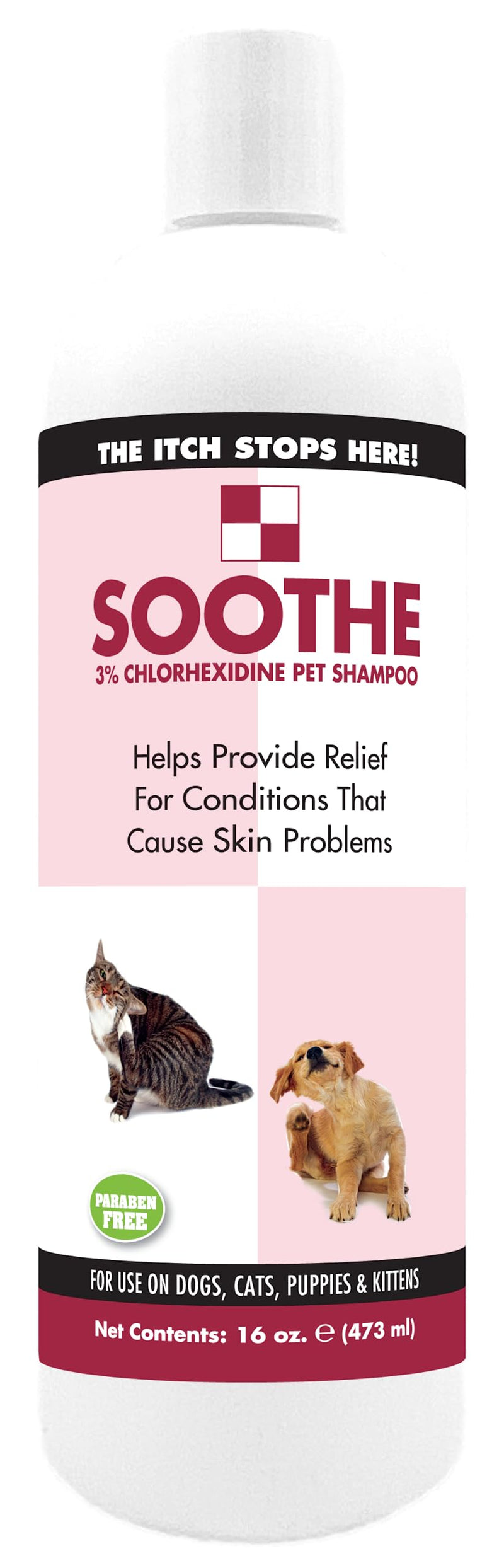 Soothe Itch Relief Pet Shampoo for Dogs & Cats 16 oz. | Antiseptic | Antifungal | Cools Red, Inflamed Skin | Made in USA - PawsPlanet Australia