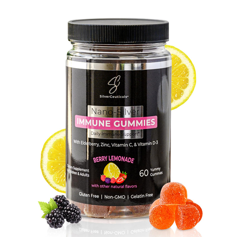 5-in-1 Elderberry Silver Immune Multi Gummies - 60ct - Berry Lemonade | Sambucus Elderberry, Nano Colloidal Silver, Vitamin C & D, Zinc, Great for Kids & Adults, Ages 4 & Up, Gluten & Gelatin Free