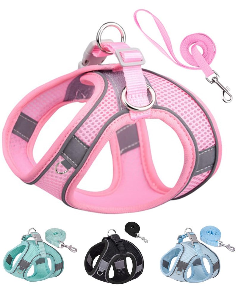 Dog Harness for Small Medium Large Dogs No Pull, Puppy Harness and Leash Set, Puppy Harness for Small Dogs, Step in Harness for Small Dogs, Small Dog Harness, mesh Dog Harness. (Pink, XS) Pink - BeesActive Australia