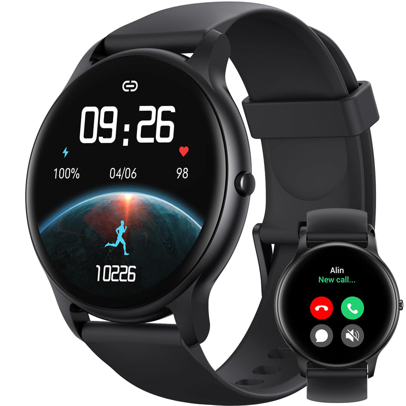 Parsonver Smart Watch for Men Women(Answer/Make Calls), HD Screen Fitness Tracker IP68 Waterproof 100+ Sport Modes, Heart Rate Sleep Monitor, Pedometer, Smartwatch for Android Phones/iPhone Compatible Black