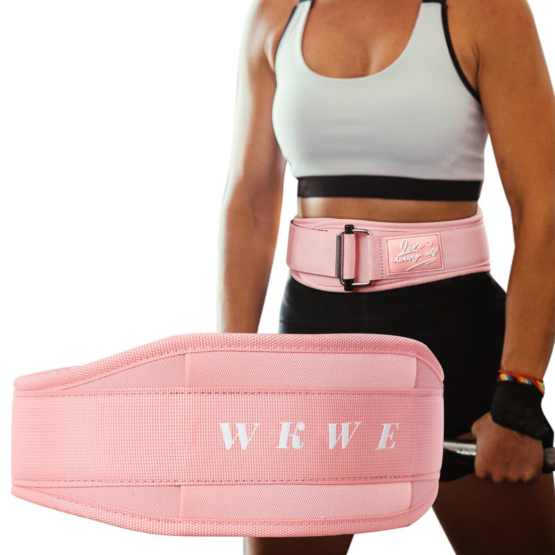 Lifting Belt Women (4 Inch Wide) Self-Locking Weightlifting Belt for Ladies Gym Cross Training, Bodybuilding, Deadlifts, Squats Power Lifting- Adjustable Olympic Lifting Lower Back Support S PINK