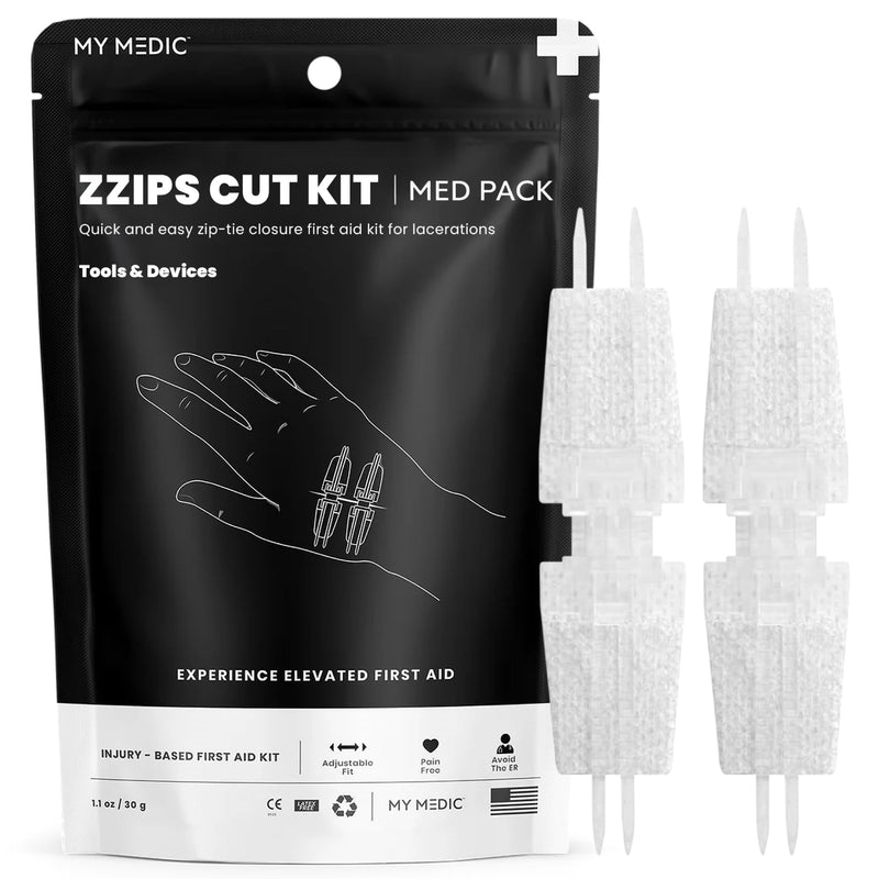 My Medic ZZips MedPack - First Aid Wound Closure Kit for Cuts & Lacerations, Safe Skin Closure Without Stitches, Emergency First Aid Alternative for Sutures