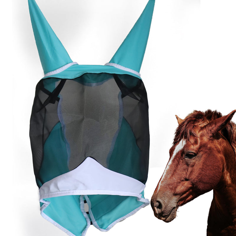 Horse Fly Mask with Ears, UV Protection, and Elasticity Comfortable and Breathable，Super Comfort Horse Fly Mask with Full Face Coverage，Maximum Protection and UV Shielding (Small) - BeesActive Australia