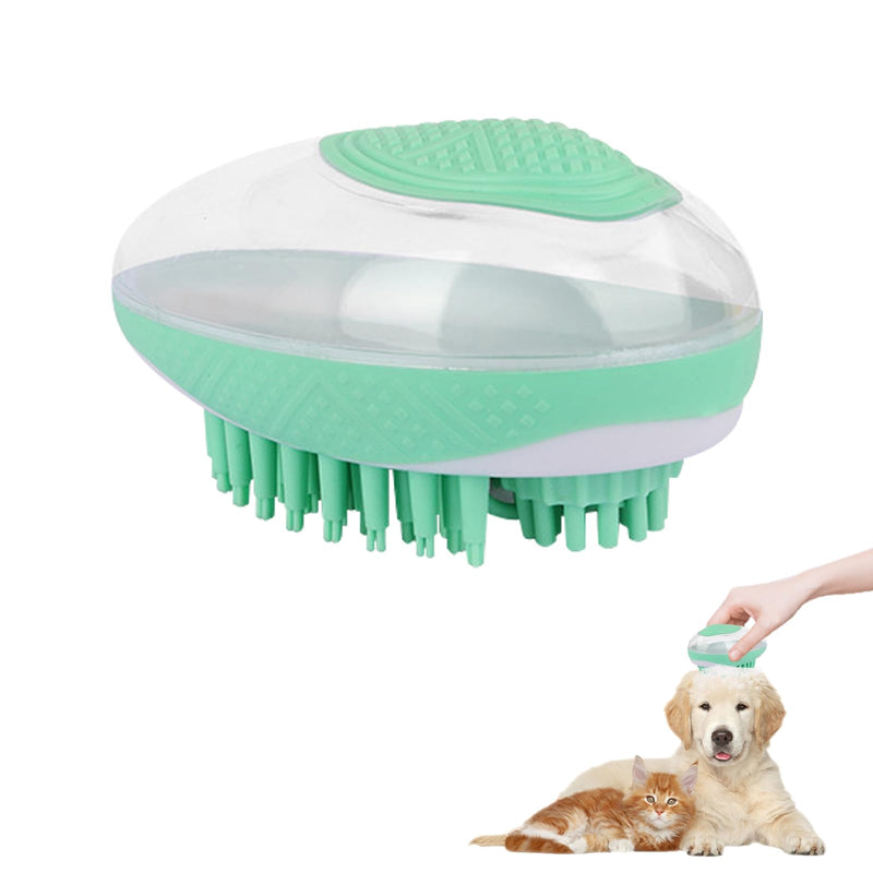 WishLotus Pet Bath Brush, Puppy Massage Brush with Shampoo Dispenser Pet Grooming Tool for Small Animals Soft Silicone Dog Shower Brush for Long Short Haired Dog and Cat Washing (Green) Green - BeesActive Australia