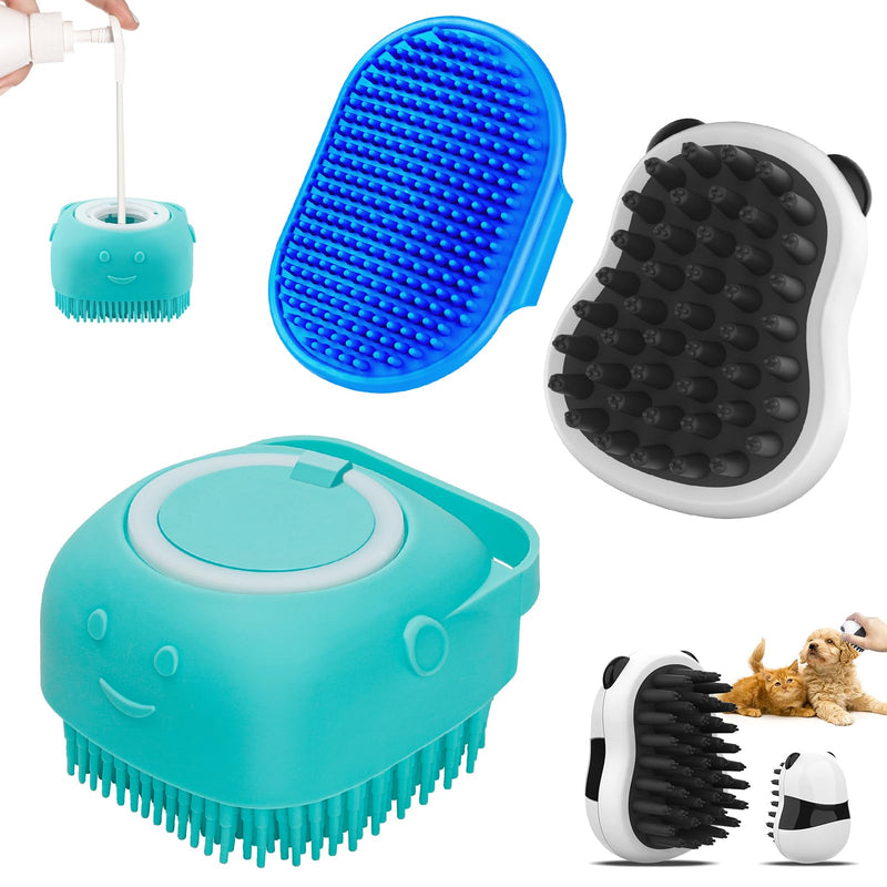 3PCS Dog Bath Brush | Dog Shampoo Brush | Dog Scrubber for Bath | Dog/Grooming/Washing Brush Scrubber with Adjustable Ring Handle for Short & Long Haired Dogs/Cats (Blue Blue White) Blue Blue White - BeesActive Australia