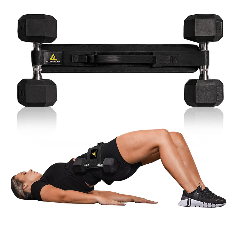 Exercise Hip Thrust Belt for Weights, Glute Workout Equipment, Adjustable Hip Thrust Belt for Dumbbells, Glute Trainer for Home Workouts with Extra Padding, Booty Builder Black