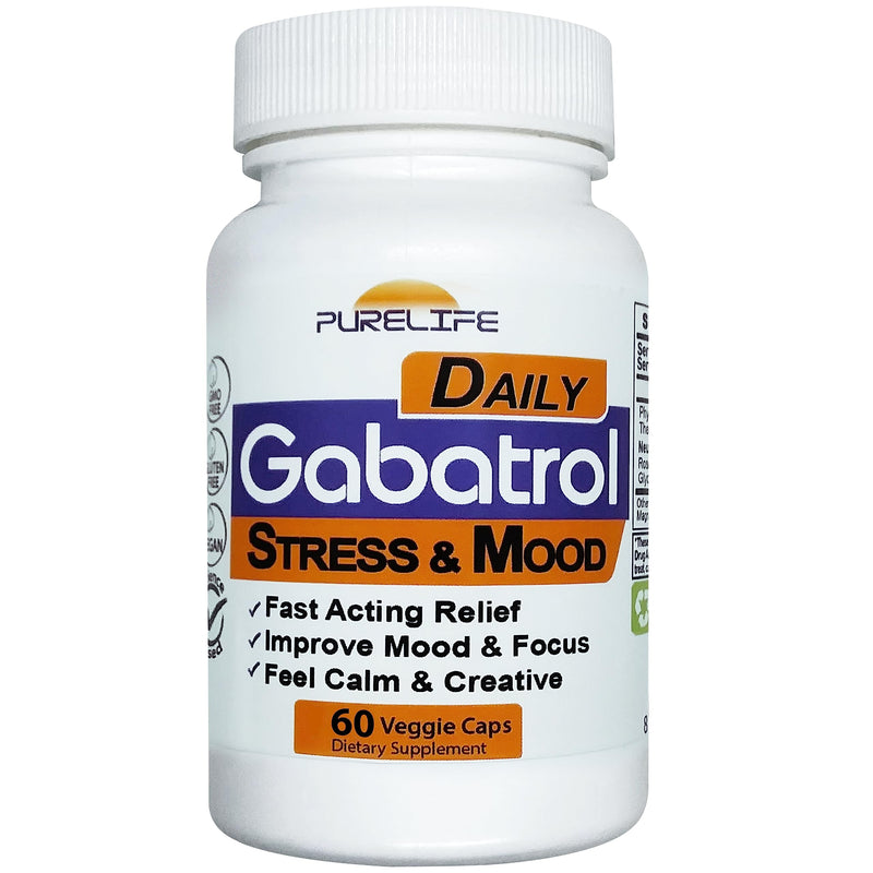 Gabatrol Daily – Plant Based GABA Supplement. Vegetarian and Vegan Friendly (60 Veggie Caps) 60 Count (Pack of 1)