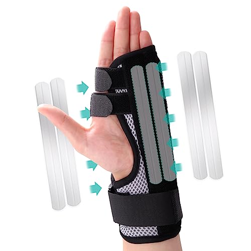 lefeke Trigger Finger Splint, Multi Finger Brace for Middle, Index, Pinky, or Ring Fingers, Hand Brace with Finger Support, Straightening Immobilizer for Broken Fingers, Arthritis, Contractures M Black