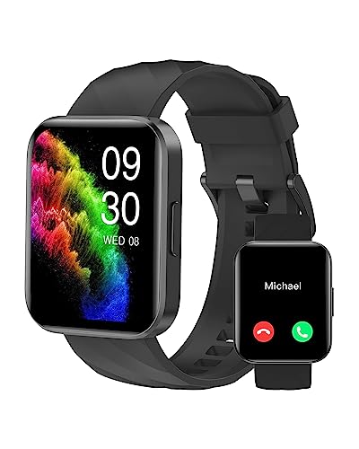 RUIMEN Smart Watches for Men Women, Bluetooth Calls, Fitness Tracker Black