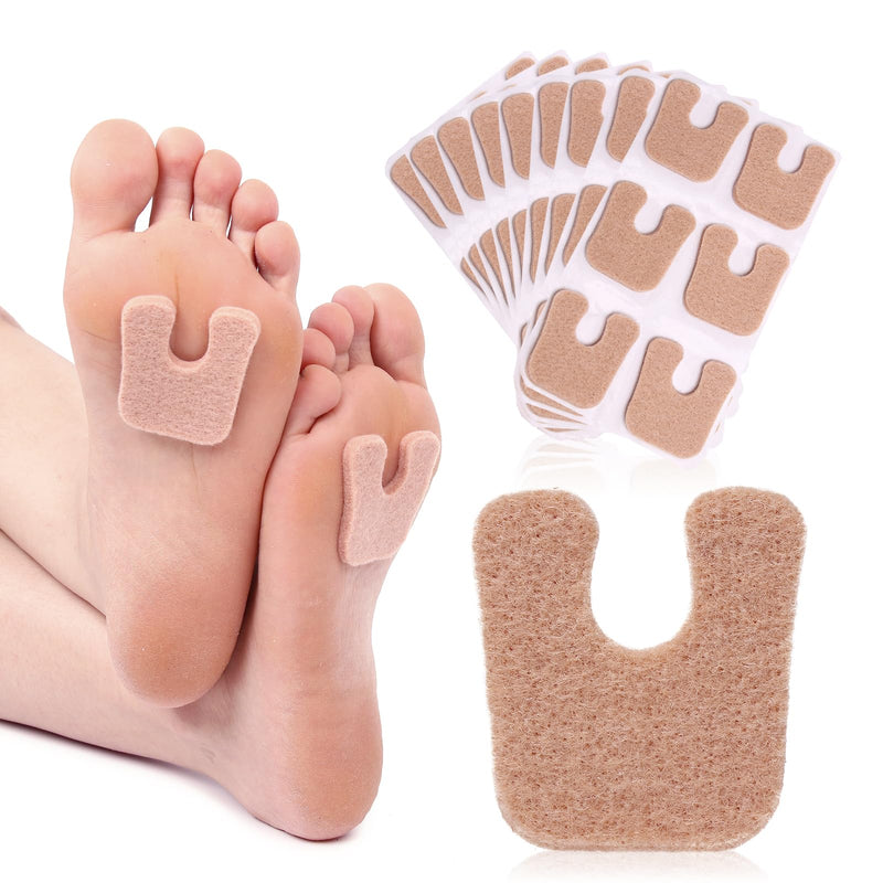 MoyRetty 60pcs U-Shaped Felt Callus Pads, Metatarsal Pads Self-Stick Cushions Protect Calluses from Rubbing on Shoes, Reduce Foot and Heel Pain