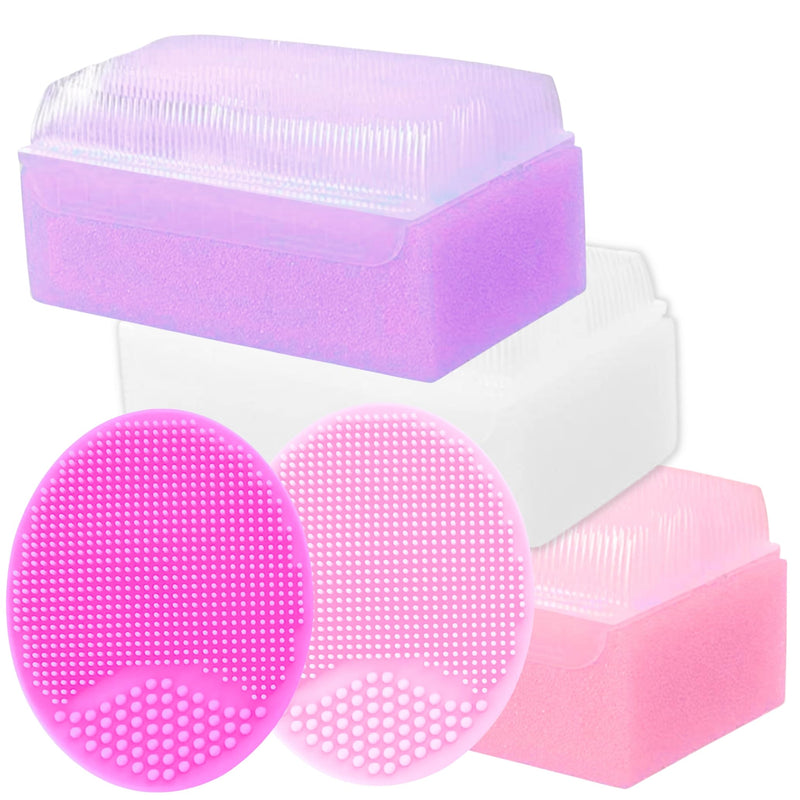 Cradle Cap Brush and Sponge Set for Baby - Bath Essentials for Newborns | Treatment Comb | Baby Bath Sponges (5-Pack Pink) - BeesActive Australia