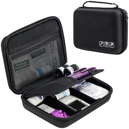 ProCase Diabetes Travel Case for Diabetic Supplies -Black Large Storage Case(10.5" x 8.5" x 2.8") Black