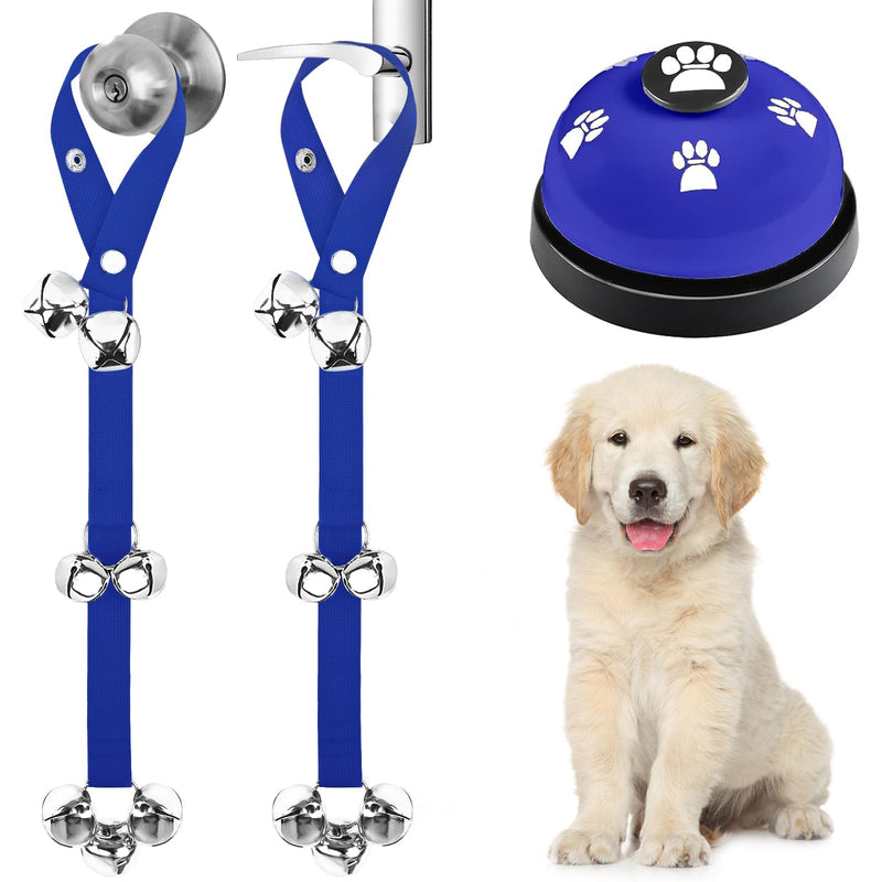 3 Pack Dog Doorbells, Pet Training Bells for Go Outside Potty Training and Communication Device Large Loud Dog Bell Cat Puppy Interactive Toys Adjustable Strap Door Bell (Dark Blue) Dark Blue - BeesActive Australia