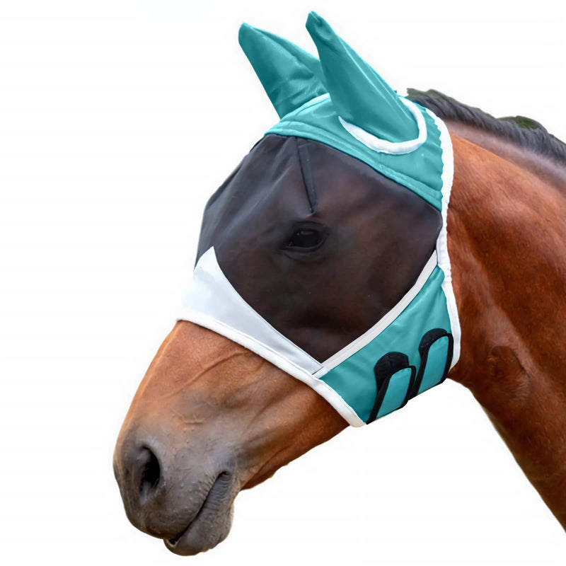 Horse Mask,Masks for Horses with Ears for Horse Royal Blue Full Size,Horse Blinders&Horse Ear Bonnetb and Black Mesh Cover,Ears and Forelock Able to Come Through the Mask,Navy Blue M - BeesActive Australia