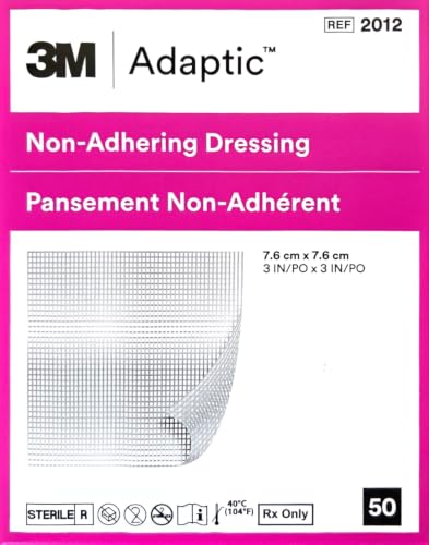 3M Adaptic Non-Adhering Dressing, 7.6 cm x 7.6 cm, Box of 50