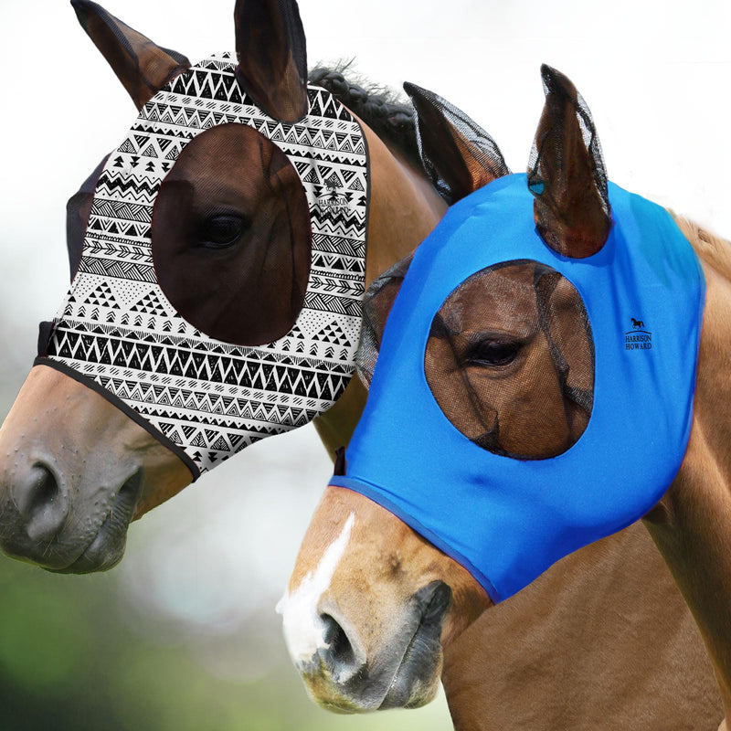 Harrison Howard 2 Pcs Horse Fly Mask Smooth and Comfortable Fly Masks for Horses with Ears Elasticity Horse Face Mask Horse Masks Covering for Horses Riding Supplies (Cob Size) - BeesActive Australia