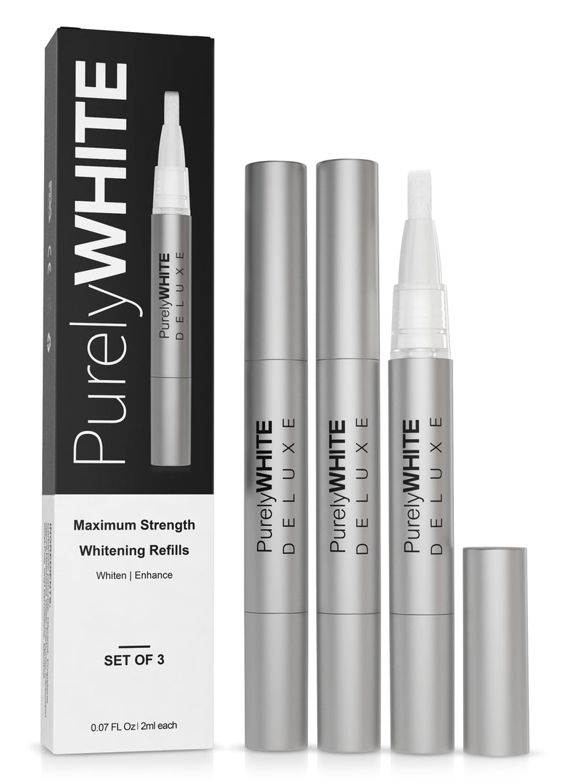 PurelyWHITE DELUXE 3 Pack Teeth Whitening Gel Pen Refills, No Sensitive Teeth Whitener, Great for Sensitive Tooth Whitening, Carbamide Peroxide Teeth Whitening Gel, Whiter Teeth in 7 Minutes - BeesActive Australia
