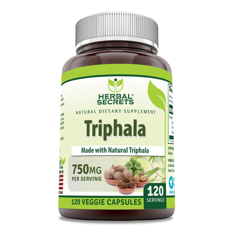 Herbal Secrets Triphala Supplement | Made with Natural Triphala | 750 Mg | 120 Veggie Capsules | Non-GMO | Gluten Free | Made in USA - BeesActive Australia