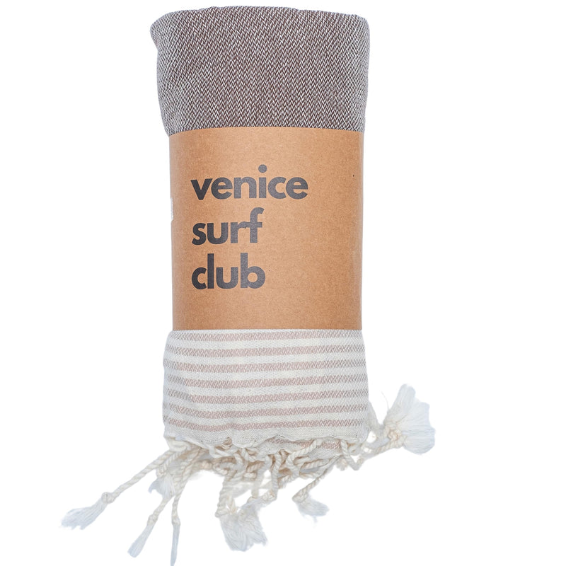 Venice Surf Club 100% Cotton Prewashed Soft Absorbent Peshtemal Lightweight Beach Towels (Anthracite) Anthracite - BeesActive Australia